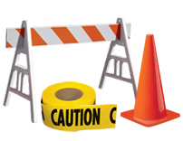 Tape, Barricades & Cones